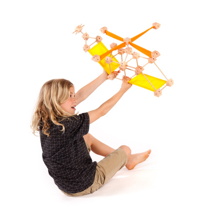 Drewniane klocki konstrukcyjne Mini Trigonos L - 130 el.