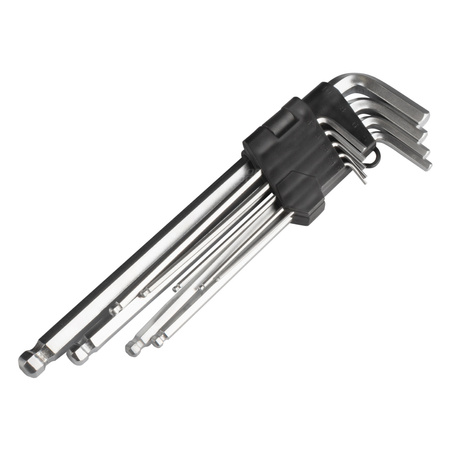 Klucze IMBUS zestaw kluczy imbusowych długie 230 mm 9 szt. AMIO-01721