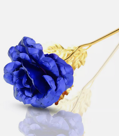 WIECZNA RÓŻA NIEBIESKA ZŁOTA ŁODYGA OZDOBNE PUDEŁKO NA PREZENT