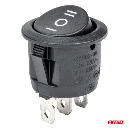 Włącznik przełącznik czarny okrągły 12V 230V BU03 AMIO-03614