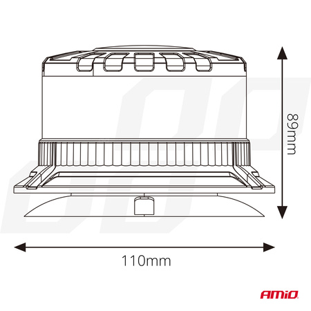 Lampa ostrzegawcza błyskowa kogut LED W28M 12V 24V AMIO-04108