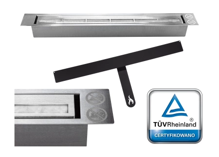Biokominek wiszący z szybą 900x400 czarny połysk