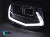 Reflektory LED TUBE LIGHT BLACK DRL SEQ do VW T6 2015–2019