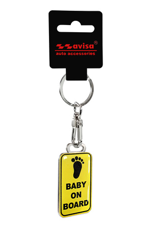 Brelok stalowy - Baby on board 3D