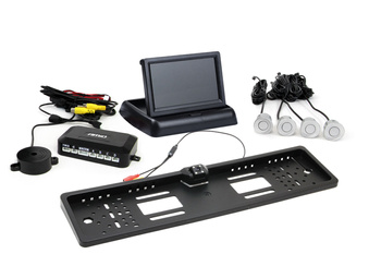 Zestaw czujników parkowania TFT02 4,3" z kamerą HD-402-LED 4 sensory srebrne