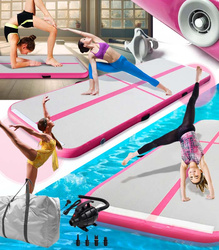 AIRTRACK 3 M RÓŻOWY ŚCIEŻKA AKROBATYCZNA MATA GIMNASTYCZNA MATERAC DMUCHANY MOCNY POMPKA TORBA DO ĆWICZEŃ ZABAWY DLA DZIECI DOROSŁYCH