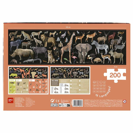 Puzzle edukacyjne 200 el. Apli Kids - Zagrożone zwierzęta Sawanna 6+