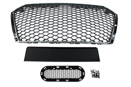 GRILL AUDI A4 B9 RS-STYLE SATIN BLACK (2016+) PDC