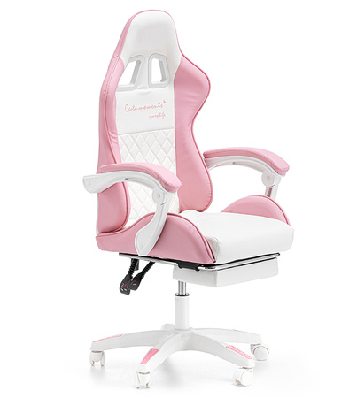 FOTEL GAMINGOWY Z PODNÓŻKIEM RÓŻOWY KUBEŁKOWY BIUROWY OBROTOWY REGULOWANY NOWOCZESNY DZIECIĘCY PODUSZKA CHMURKA DLA GRACZA DZIECI