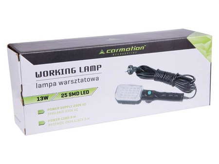 Lampa warsztatowa 25 LED z magnesem i hakiem, zasilanie 230V