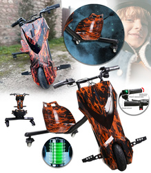 TRÓJKOŁOWY GOKART ELEKTRYCZNY SKUTER POJAZD DESKOROLKA HULAJNOGA DRIFTUJĄCA REGULOWANA LED WYŚWIETLACZ KLAKSON BLUETOOTH DLA DZIECI MŁODZIEŻY