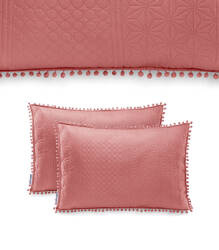 POSZEWKA DEKORACYJNA 2 SZT POKROWIEC OZDOBNY DUŻY TŁOCZONE WZORY MIKROFIBRA POMPONY