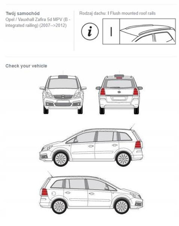 Bagażnik dachowy belki Cruz Opel Zafira B 5d