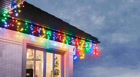 LAMPKI ZEWNĘTRZNE SOPLE 500 LED ZIMNA BIEL 20M EFEKT FLASH KURTYNA GIRLANDA OŚWIETLENIE ŚWIĄTECZNE