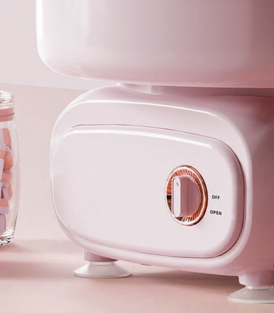 MASZYNA DO WATY CUKROWEJ RÓŻOWA URZĄDZENIE ELEKTRYCZNE DOMOWE DO ROBIENIA WATY DO ZABAWY DLA DZIECI DOROSŁYCH MIARKA PATYCZKI MIESZADŁO NA PRZYJĘCIA IMPREZY