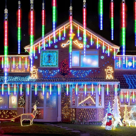 LAMPKI ZEWNĘTRZNE 288 LED METEORY 50CM SPADAJĄCY ŚNIEG SOPLE DESZCZ