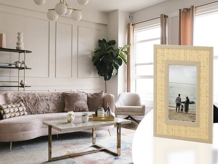 RAMKA NA ZDJĘCIE 19 X 24 FOTOGRAFIĘ OZDOBA PLECIONA BOHO REGULOWANA DO POKOJU