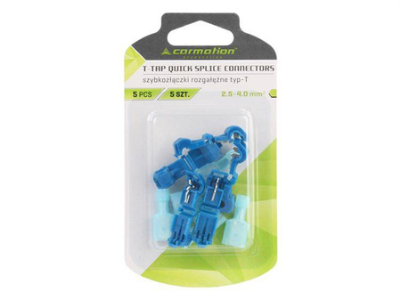 Szybkozłączki rozgałęźne typ-T, niebieskie, 2.5-4.0mm kw, 16-14 AWG, 15A max, 5 szt.