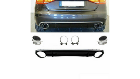 Tylny dyfuzor wraz z końcówkami wydechu AUDI A4 B8 przed liftem 2008-2011