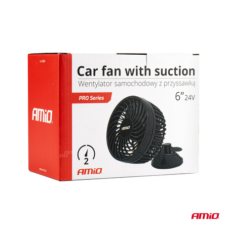 Wiatrak samochodowy wentylator z przyssawką 24V AMIO-03004
