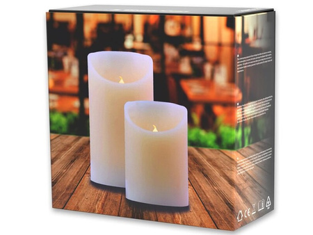 ŚWIECZKI LED ZESTAW 2 SZTUKI 10CM+15CM GŁADKIE ZASILANIE BATERIA EFEKT NATURALNEGO WOSKU