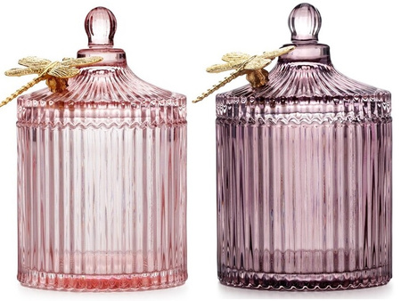 ORGANIZER NA BIŻUTERIĘ KOSMETYKI DROBIAZGI SZKLANY POJEMNIK Z POKRYWKĄ I OZDOBNĄ WAŻKĄ