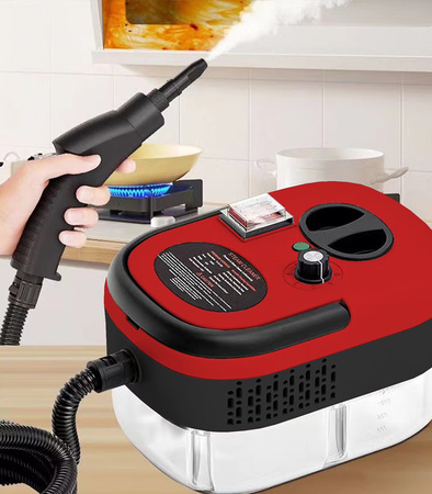 MYJKA PAROWA 1500 W CZERWONA PAROWNICA CZYŚCIK URZĄDZENIE CZYSZCZĄCE ZASILANE DO MYCIA CZYSZCZENIA KUCHNI ŁAZIENKI RÓŻNYCH POWIERZCHNI
