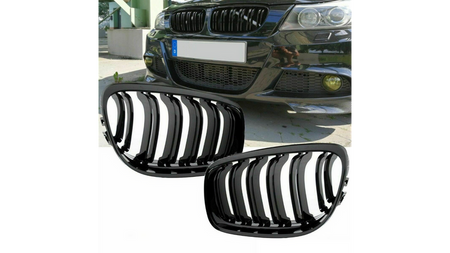Grill sportowy podwójne żeberka Matt Black  BMW 3 (E90) Sedan (E91) Touring Facelift 2008-2011