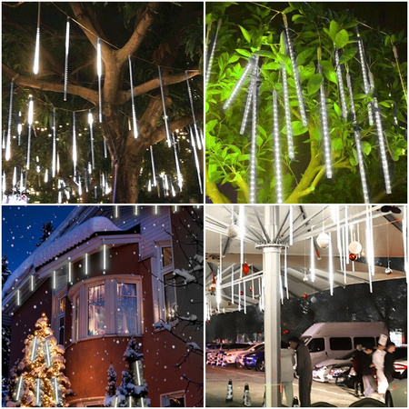 LAMPKI ZEWNĘTRZNE 192 LED METEORY 30CM SPADAJĄCY ŚNIEG SOPLE DESZCZ