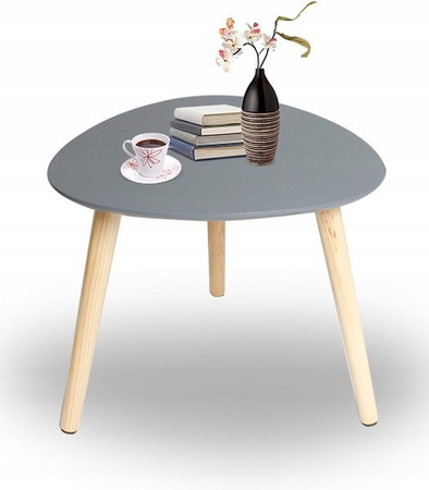 STOLIK KAWOWY 40 CM DREWNIANY TRÓJKĄTNY STYL SKANDYNAWSKI DO SALONU SYPIALNI NA TRZECH NOGACH