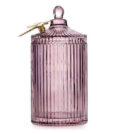 ORGANIZER NA BIŻUTERIĘ KOSMETYKI DROBIAZGI 10.5 x 20 CM SZKLANY POJEMNIK Z POKRYWKĄ I OZDOBNĄ WAŻKĄ