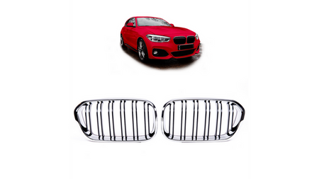 Grill sportowy podwójne żeberka Chrome & Black BMW 1 F20 F21 Facelift 2015-2019