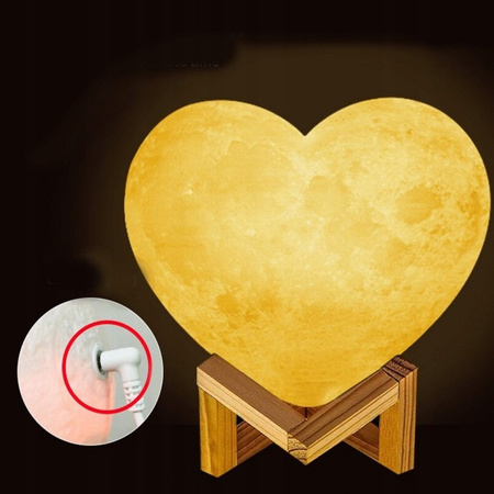 LAMPKA NOCNA SERCE LAMPA KSIĘŻYC 3D 24 CM MOON