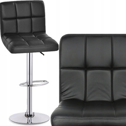 KRZESŁO BAROWE HOKER EKOSKÓRA OBROTOWE CZARNE NOWOCZESNY DESIGN KUCHNIA