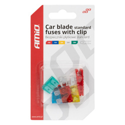 Bezpieczniki płytkowe standard zestaw komplet MIX 5 szt. + ściągacz AMIO-03380