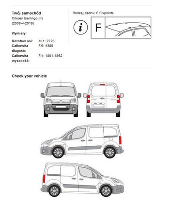 Platforma dachowa bagażowa Citroen Berlingo II L1