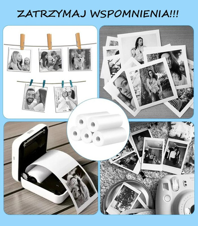 PAPIER TERMICZNY DO DRUKUSIA 5 SZT. ETYKIETY ROLKI WKŁADY DO MINI DRUKARKI APARATU 57 MM