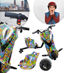 TRÓJKOŁOWY GOKART ELEKTRYCZNY SKUTER POJAZD DESKOROLKA HULAJNOGA DRIFTUJĄCA REGULOWANA LED WYŚWIETLACZ KLAKSON BLUETOOTH DLA DZIECI MŁODZIEŻY