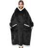 BLUZOKOC CZARNY PONCZO BLUZA Z KAPTUREM KIESZEŃ DŁUGI POLAR OVERSIZE 100% POLIESTER DLA MŁODZIEŻY DOROSŁYCH