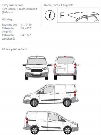 Bagażnik dachowy dedykowany Ford Courier Transit 2