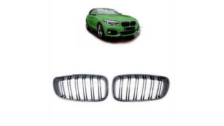 Grill sportowy podwójne żeberka Gloss Black  BMW 1 (F20, F21) Hatchback Facelift 2015-2019