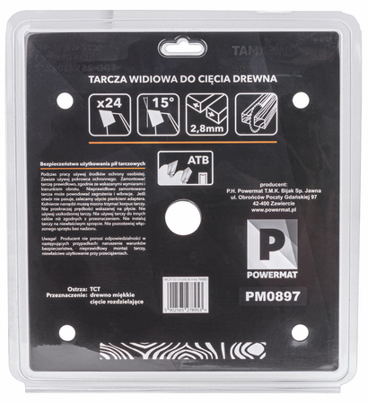 Tarcza widiowa do drewna 255x30 24z TDD-255x30x24Z