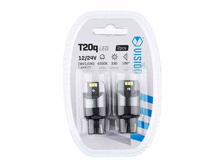 Żarówka VISION W21/5W (T20q) 12/24V 6x 3020 SMD LED, nonpolar, CANBUS, biała, 2 szt.