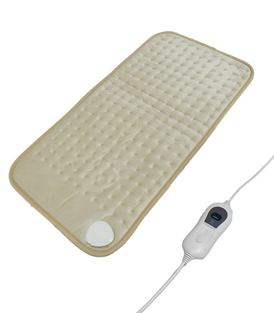 PODUSZKA MATA GRZEJĄCA ELEKTRYCZNA 60 X 30 MIĘKKA BEŻOWA 3 TRYBY GRZANIA Z TIMEREM