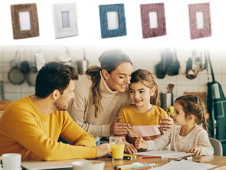 RAMKA NA ZDJĘCIE 21 X 26 CM FUTRZANA DESIGNERSKA REGULOWANA OZDOBNA DO WNĘTRZ