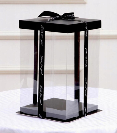 PUDEŁKO NA MISIA Z PŁATKÓW RÓŻY 40 CM TRANSPARENTNE OZDOBNA WSTĄŻKA GIFT BOX