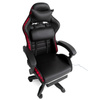 FOTEL GAMINGOWY LED Z PODNÓŻKIEM CZARNY REGULOWANY OBROTOWY NOWOCZESNY PILOT KOLORY RGB  MASAŻER DO GIER DLA GRACZA
