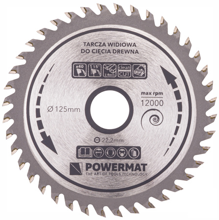 Tarcza widiowa do drewna 125x22.2 40z TDD-125x22.2x40Z