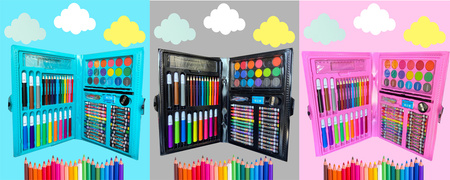 ZESTAW ARTYSTYCZNY KREDKI FARBKI DO MALOWANIA 98 SZT W WALIZCE