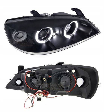 Reflektory przednie Opel Astra G BLACK RINGI